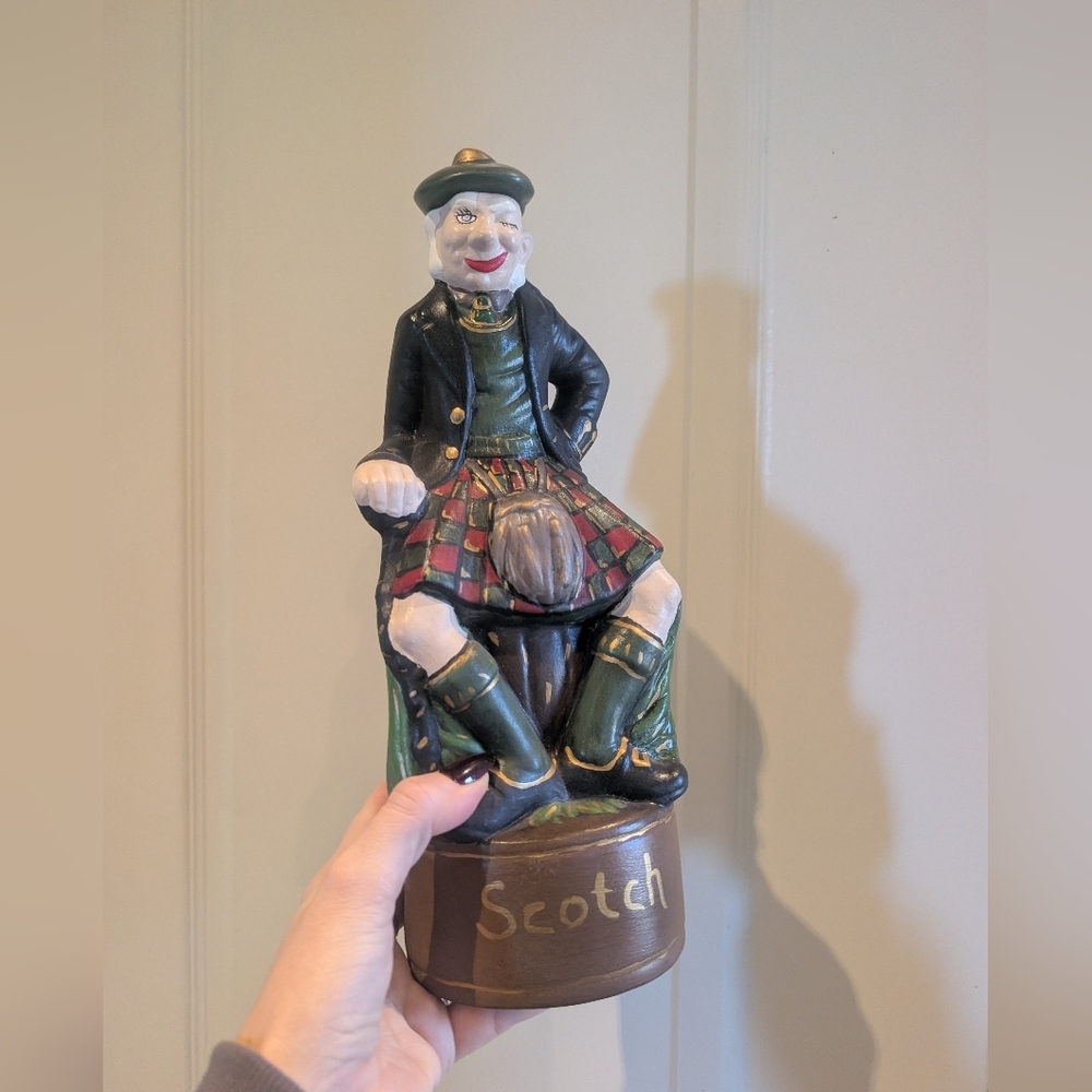 Scottish Figurine with Tartan Kilt Scotch Bottle
